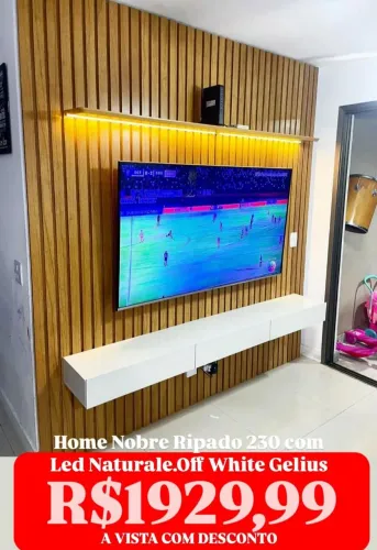 Home Nobre Ripado 230 com Led Naturale Off White Gelius