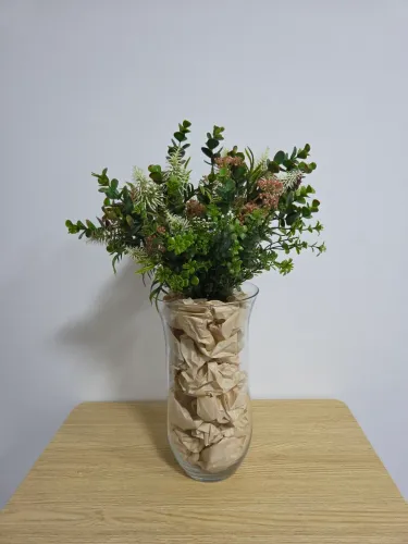 Lindo vaso grande de vidro novo da Westwing c/arranjo de flores da Tok&Stok sem avarias