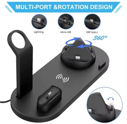 5 em 1 carregador sem fio stand pad para iphone 14 13 12 11x8 apple watch airpods 