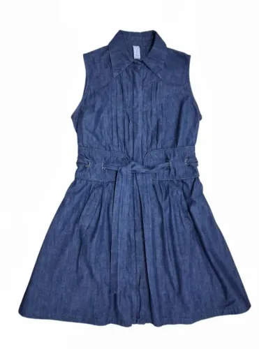 Lindo Vestido Jeans com amarração Carmim - Elegância Casual