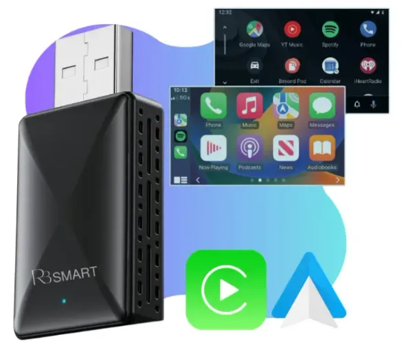 Adaptador Carplay Sem Fio Car Play Android Auto 2 Em 1 Usb Wireless Automático Plug & Play