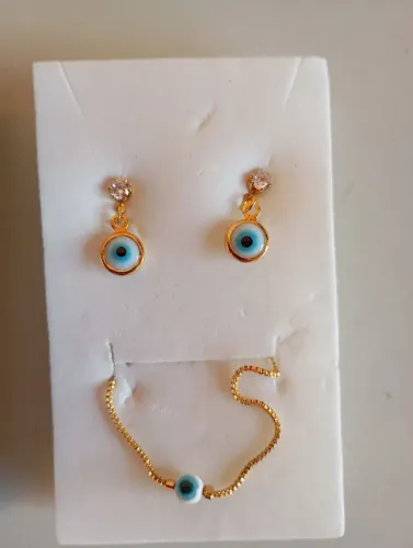 Pulseira + brinco olho grego