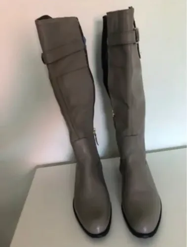 Maravilhosa Botas Montaria Nova- Couro Cano Longo Cinza