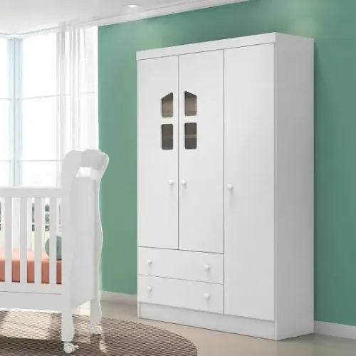 Guarda Roupa Infantil 3 Portas Branco
