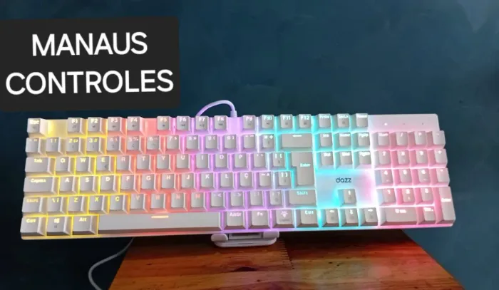 Teclado mecânico branco Gamer Dazz com Iluminação RGB