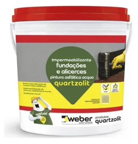 Pintura Afaltica Acqua 3,6 Lt - Quartzolit Acabamento Fosco Cor Amarelo