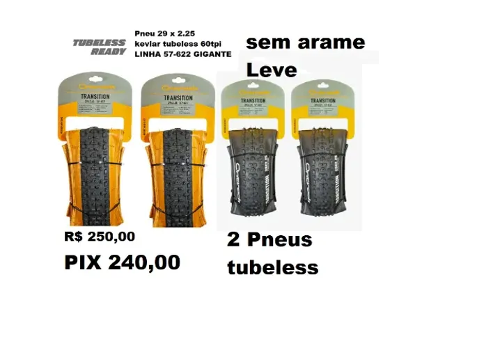 Par Pneu Bike Mtb Kevlar Ontrack Aro 29 X 2.25 Balão Tubeless Cravo 60 Tpi