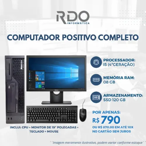 Computador Positivo Completo i5 4ª Geração 8GB SSD 120GB - Ideal para escritórios! 