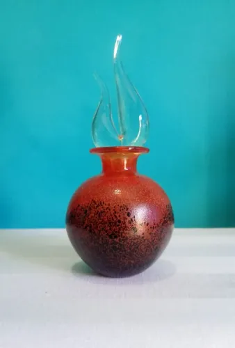 FLACON DE PARFUM - Perfumeiro vazio em vidro tonalidade vermelha alaranjada