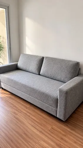 Sofá Linho Cinza 2 Lugares - Moderno e Confortável