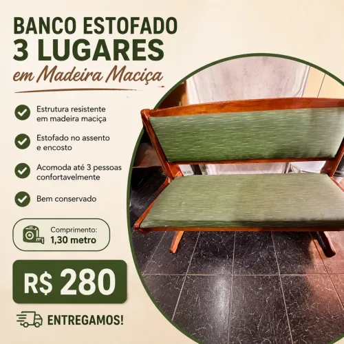 Banco em madeira e estofado