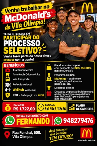 Venha trabalhar no McDonald's