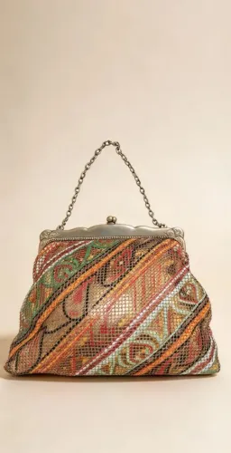 Bolsa Vintage de Malha Metálica ? Estampa Colorida