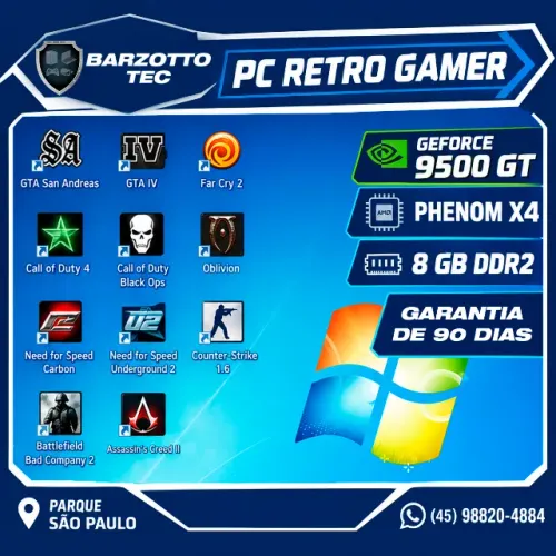 PC Retro Gamer 9500GT, 8GB, Garantia de loja