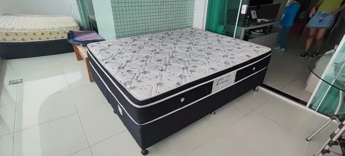 Cama Box Bipartida + Colchao Gazin - Tamanho Queen