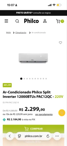 *Usado* Ar Condicionado Philco Split Inverter 12.000 BTUS