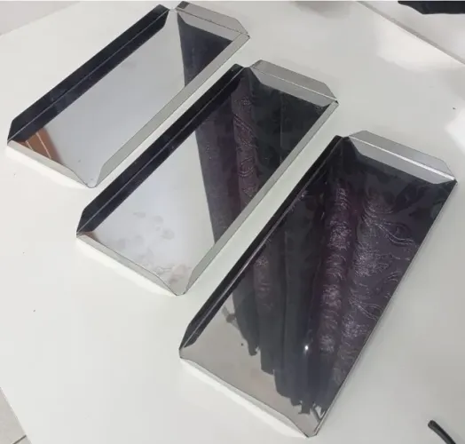 Kit com 3 Bandejas 35x15x2cm em Aço Inox com Cano Aberto para Padarias Salgados Pães