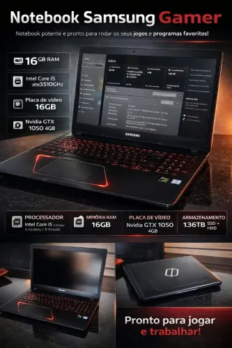 Notebook Gamer Samsung Odyssey, i5, 16Gb ram, 1Tb hd + 512Gb ssd
