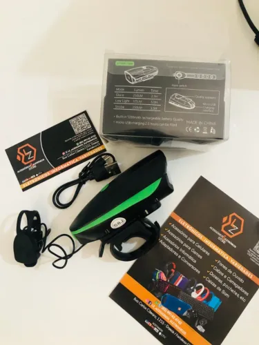 Farol Bike Bicicleta Led com Buzina - Recarregável USB
