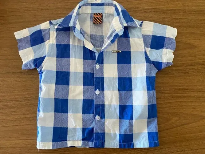 Camisa Junina Xadrez azul e branco
