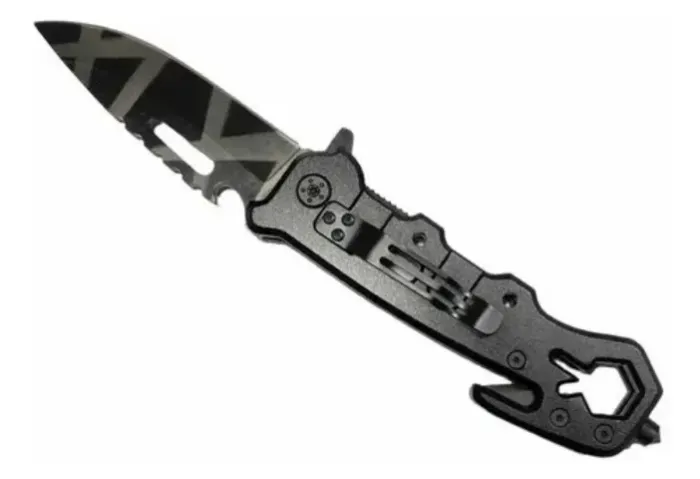 Canivete Tático EDC 8 Em 1 Black Camuflado | Sobrevivência C