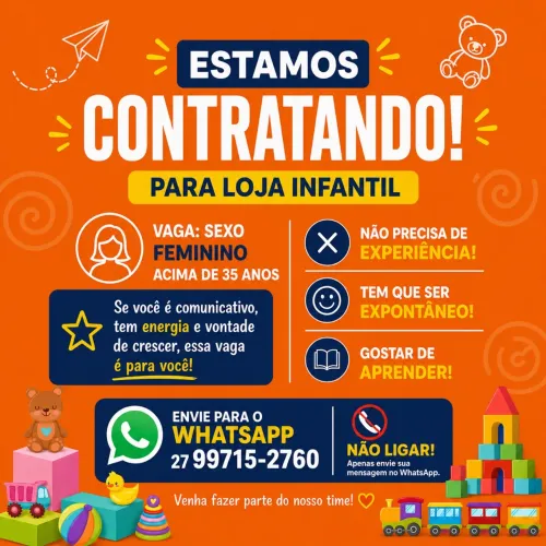 Oportunidade para Mulheres acima de 35 anos 