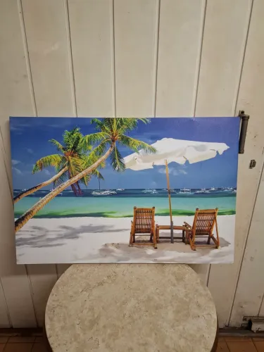 Quadro Tela Canvas Praia Tropical Coqueiros - Grande 90x60cm