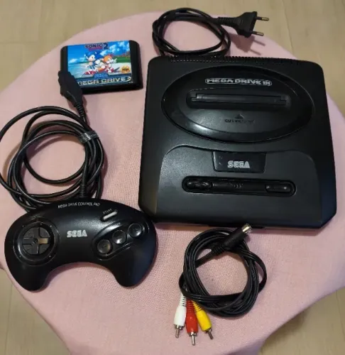 Mega Drive 3 original + Cartucho Sonic 2 + Jogos na memória