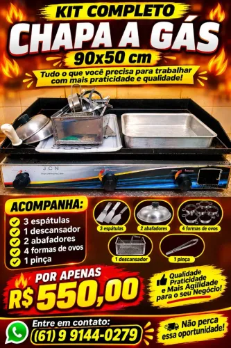Chapa inox com utensílios!