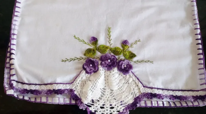 Panos de prato ou copa com crochê 