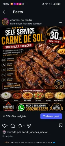 Vaga em churrasco