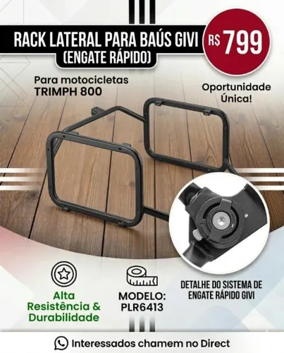 RACK LATERAL PARA BÁUS GIVI, ENGATE RÁPIDO, PARA MOTOCICLETAS TRIUMPH 800 (TODAS)