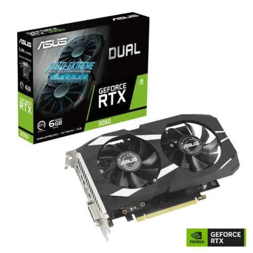 Placa de Vídeo Asus RTX 3050 OC Dual NVIDIA GeForce 6GB, GDDR6, 96 Bits