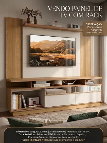 Painel de TV com Rack Integrado e Espelho - Curitiba