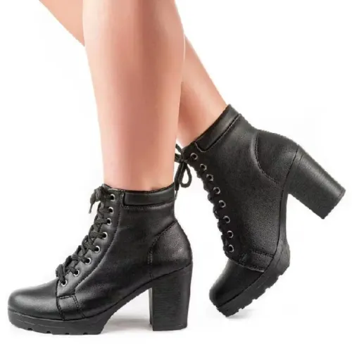 Bota Feminina Cano Curto + Vestido Preto Em Lurex 