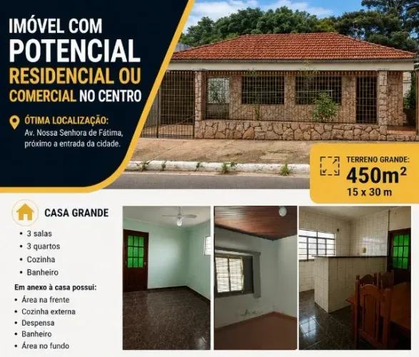 Imóvel Residencial ou Comercial no centro de Itatinga/SP