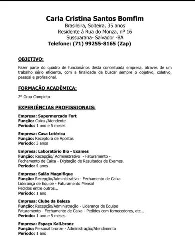 Disponível para Mercado De Trabalho 