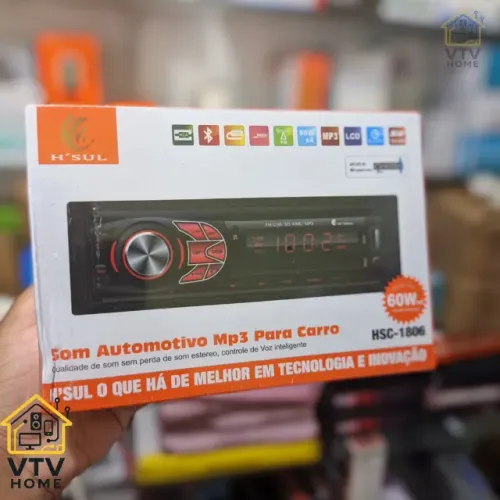 Som Para Carro Bluetooth 1Din + Entrega Grátis
