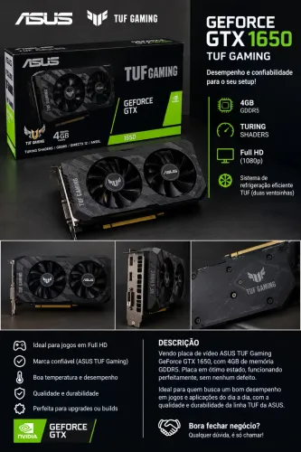 GTX 1650 4GB ASUS TUF Gaming - Excelente Estado