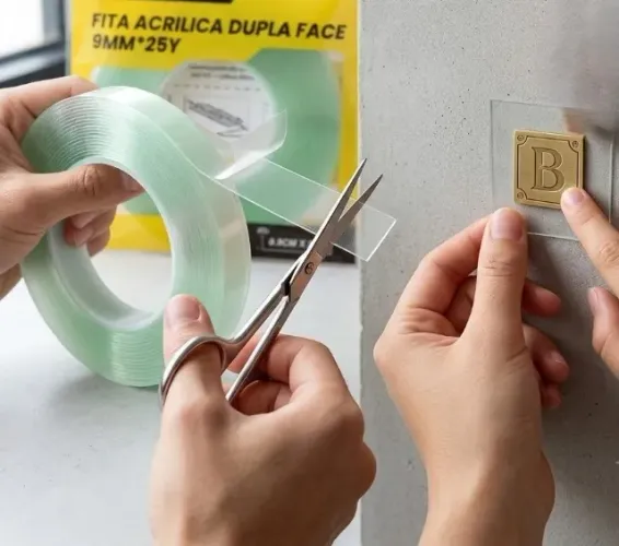 fita dupla face acrílica universal transparente 9mm 25y alta fixação bom-1353