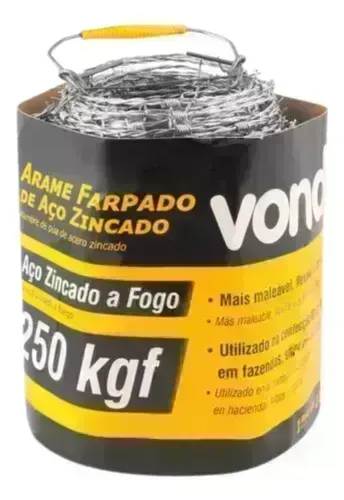 Arame Farpado de Aço Zincado 250 kgf Vonder 100m