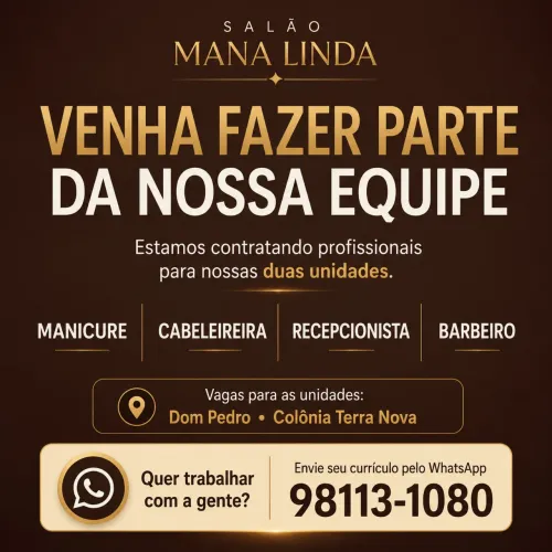 Manicure cabeleireira barbeiro recepcionista