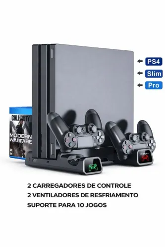 Suporte Ps4 Pro Slim Fat Suporte Carregador 2 Controles Playstation 4