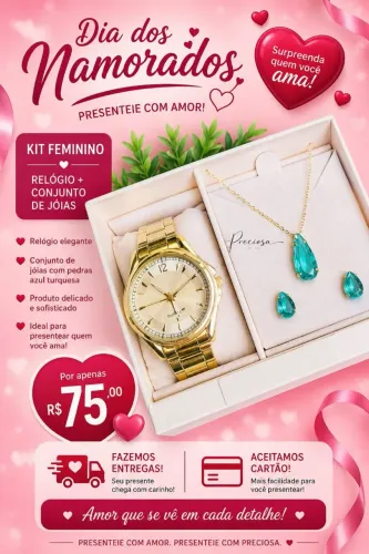 Kit presente relógio feminino mês dos namorados ?