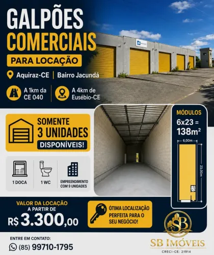 GALPÃO EM AQUIRAZ PRÓXIMO AO EUSÉBIO