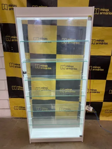 Vitrine MDF Prateleiras e porta de vidro  182x80x20