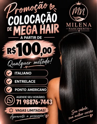 Promoção colocação de mega Hair