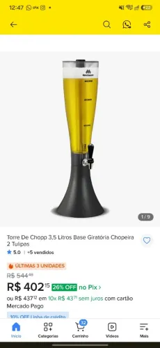 Chopeira Torre Chopp Marchesoni 3,5l Completo + 2 Refils