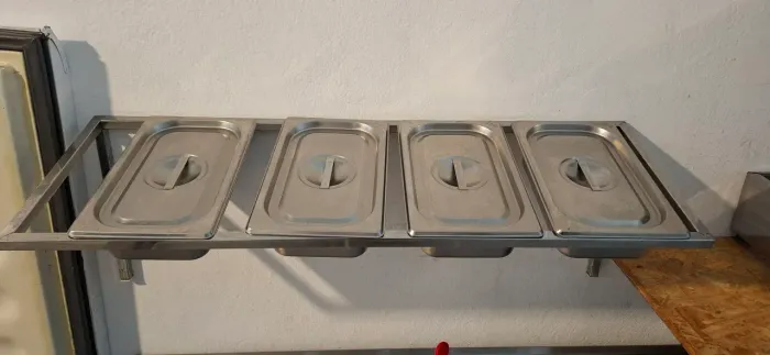 CONDIMENTADORA DE INOX COM 4 CUMBUCAS. PARA HAMBURGUERIA, LANCHONETE,RESTAURANTE, ETC.