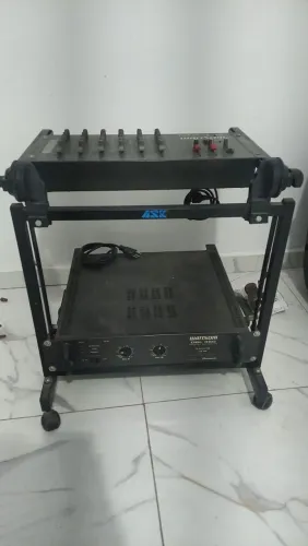 Som Profissional Ciclotron Wattsom MXS 6 + Potência + Rack com Rodas